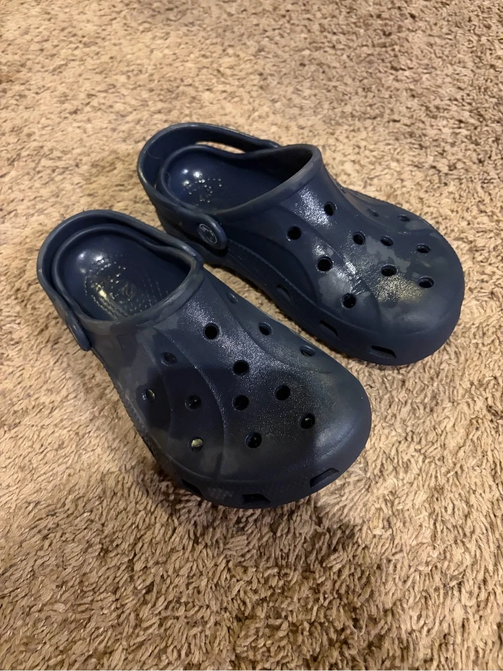 CROCS Kids Navy Blue Classic Clog with Heel Strap